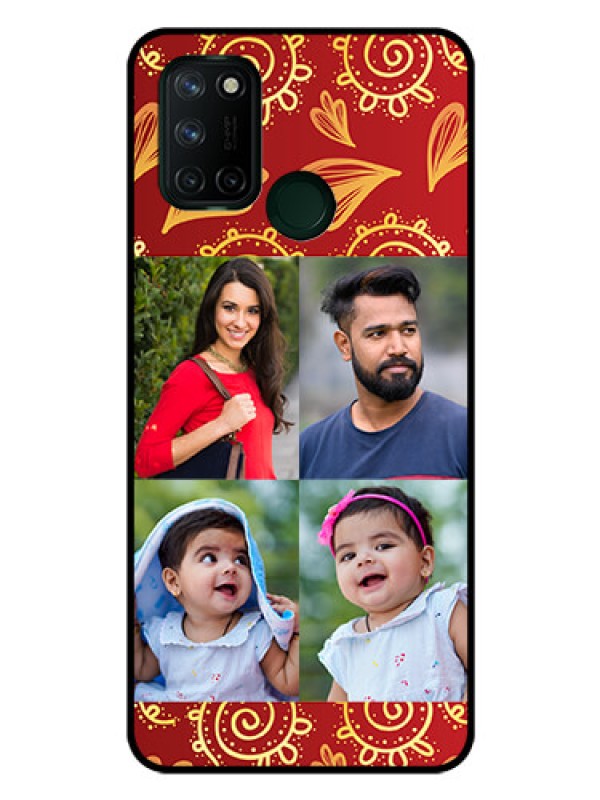 Custom Realme 7I Photo Printing on Glass Case  - 4 Image Traditional Design