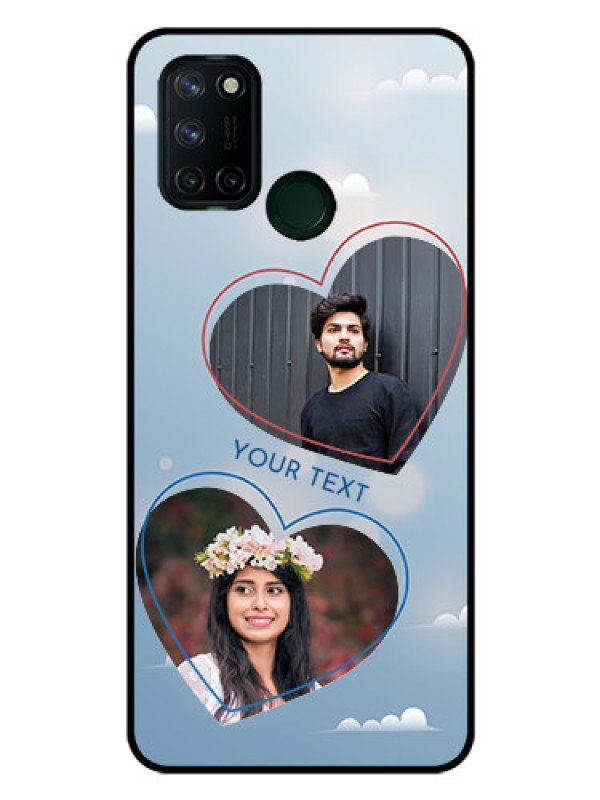 Custom Realme 7I Custom Glass Mobile Case  - Blue Color Couple Design 