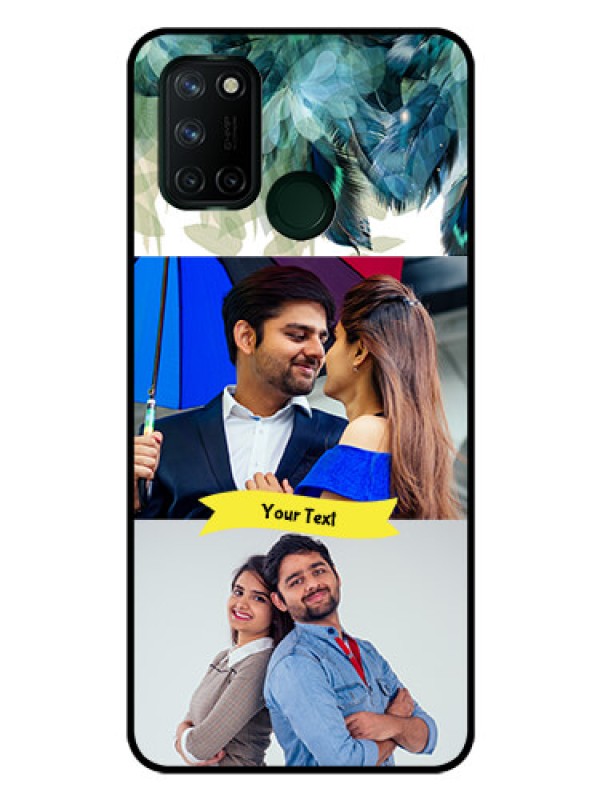 Custom Realme 7I Personalized Glass Phone Case  - Image with Boho Peacock Feather Design