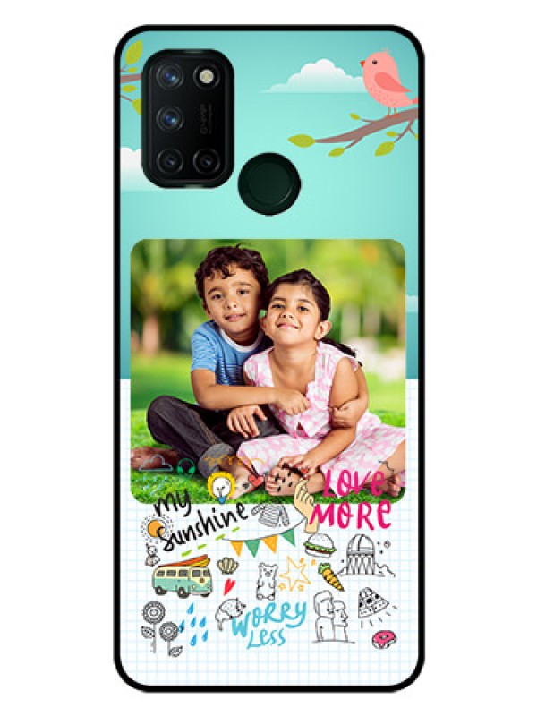 Custom Realme 7I Photo Printing on Glass Case  - Doodle love Design