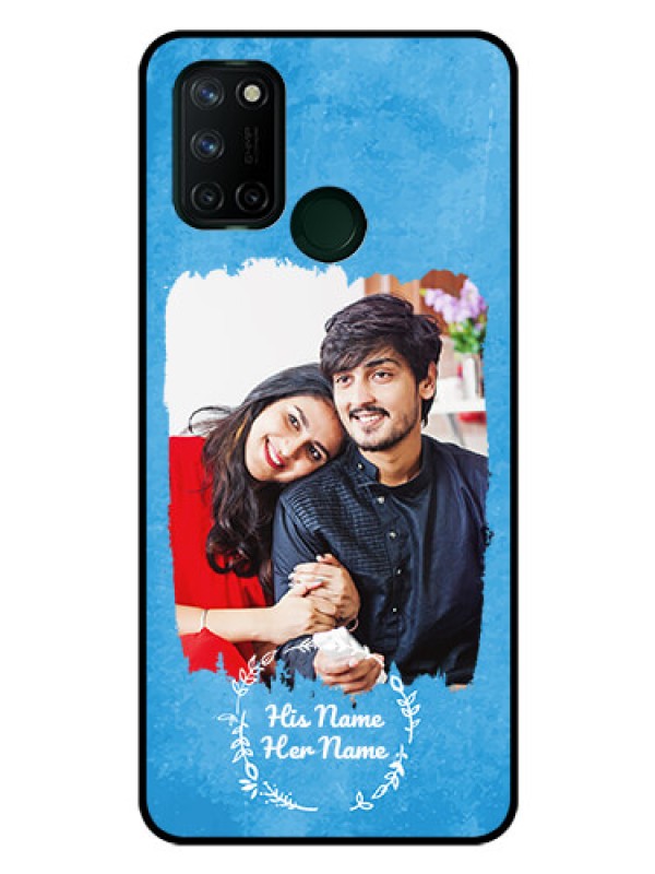Custom Realme 7I Custom Glass Phone Case - Blue Color Vintage Design