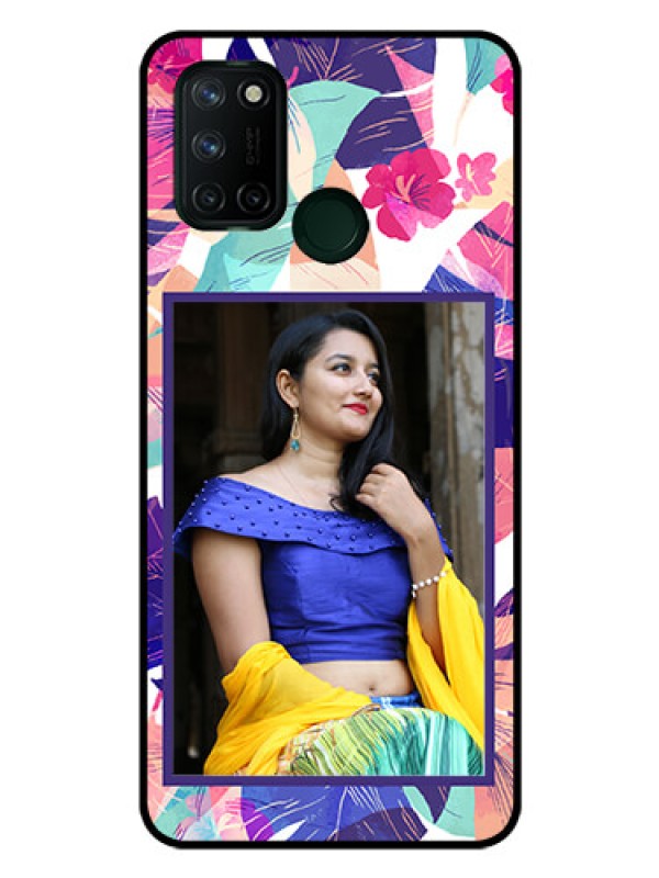Custom Realme 7I Custom Glass Mobile Case  - Abstract Floral Design