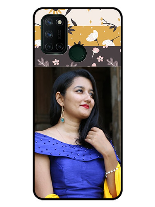 Custom Realme 7I Custom Glass Phone Case  - Stylish Floral Design