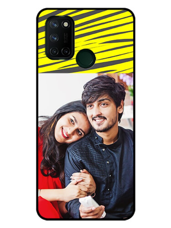 Custom Realme 7I Photo Printing on Glass Case  - Yellow Abstract Design