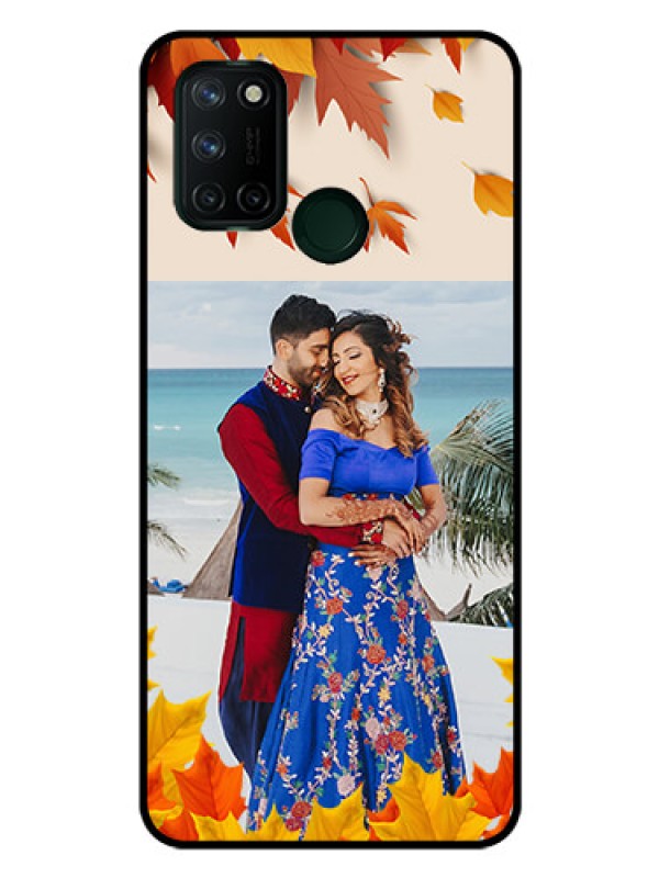 Custom Realme 7I Photo Printing on Glass Case  - Autumn Maple Leaves Design
