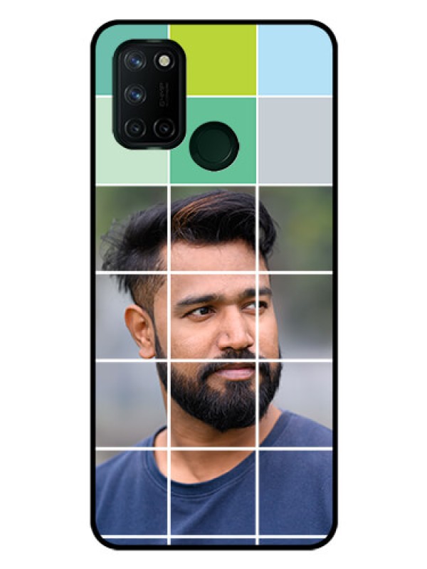 Custom Realme 7I Photo Printing on Glass Case  - with white box pattern 