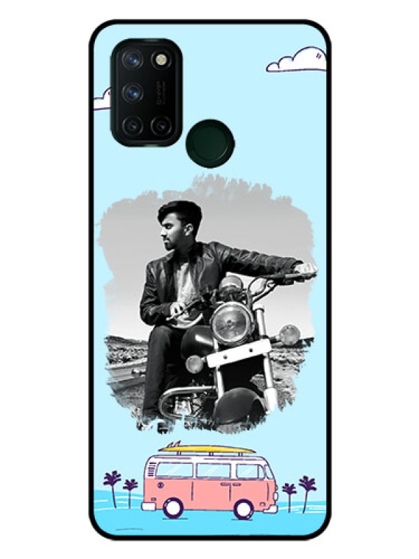 Custom Realme 7I Photo Printing on Glass Case  - Travel & Adventure Design