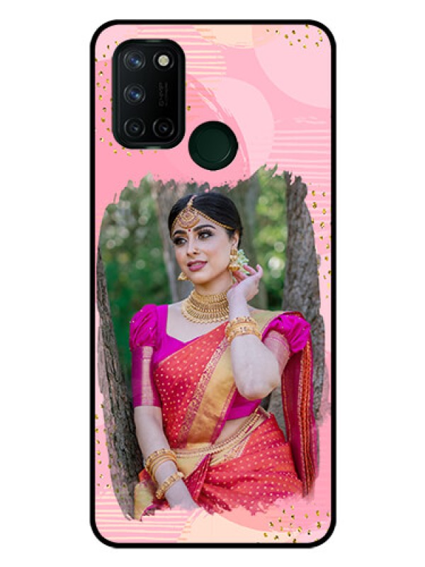 Custom Realme 7I Personalized Glass Phone Case  - Gold Glitter Splash Design