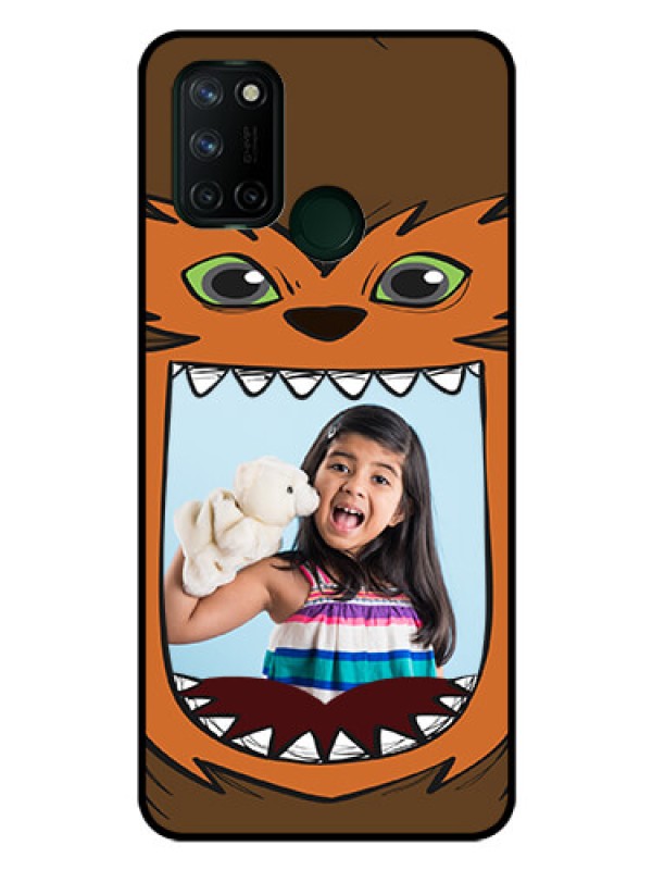 Custom Realme 7I Photo Printing on Glass Case  - Owl Monster Back Case Design