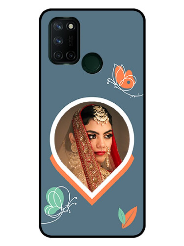 Custom Realme 7i Custom Glass Mobile Case - Droplet Butterflies Design