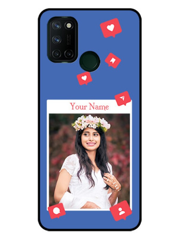 Custom Realme 7i Custom Glass Phone Case - Like Share And Comment Design