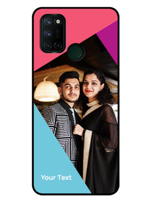 Custom Realme 7i Custom Glass Mobile Case - Stacked Triple colour Design