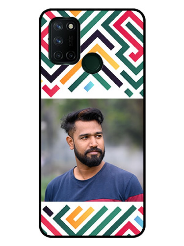 Custom Realme 7i Personalized Glass Phone Case - Colorful Maze Pattern Design