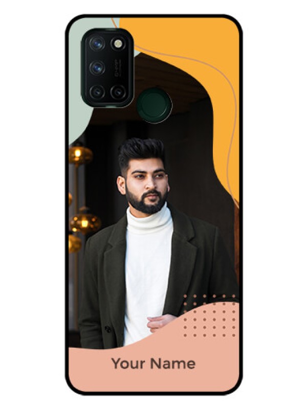 Custom Realme 7i Personalized Glass Phone Case - Tri-coloured overlay design
