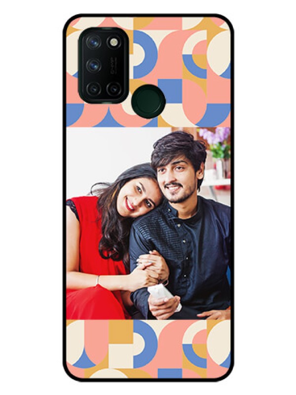 Custom Realme 7i Photo Printing on Glass Case - Semi-circle Maze Pattern Design