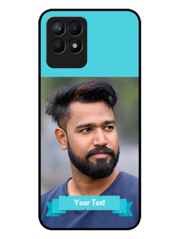Custom Realme 8i Personalized Glass Phone Case - Simple Blue Color Design