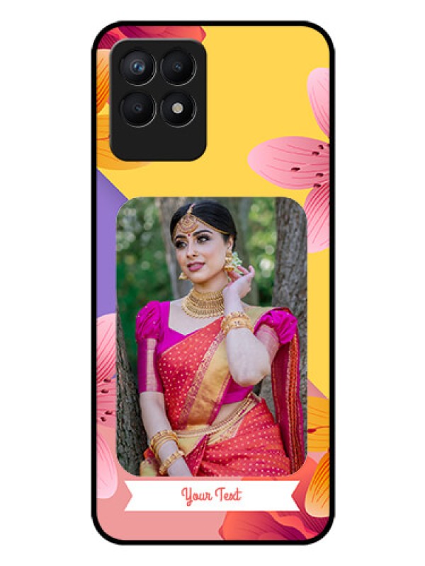 Custom Realme 8i Custom Glass Mobile Case - 3 Image With Vintage Floral Design