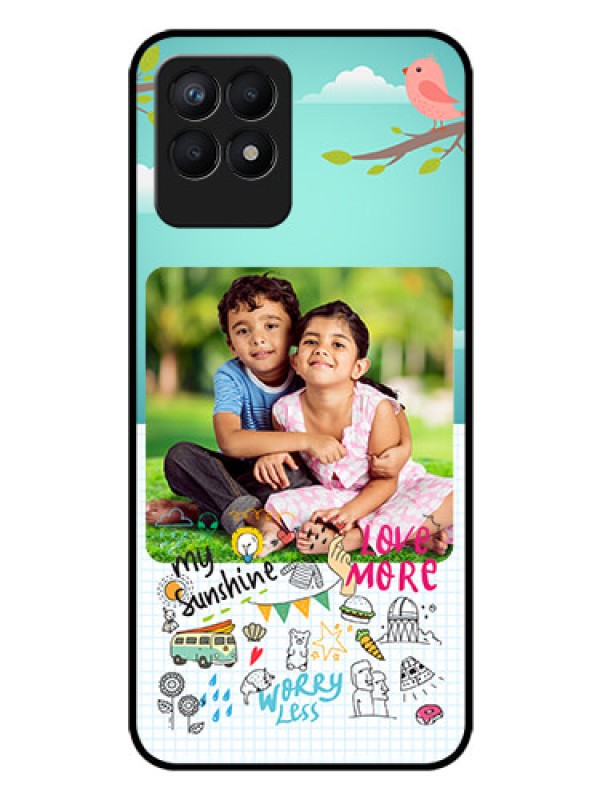 Custom Realme 8i Photo Printing on Glass Case - Doodle love Design