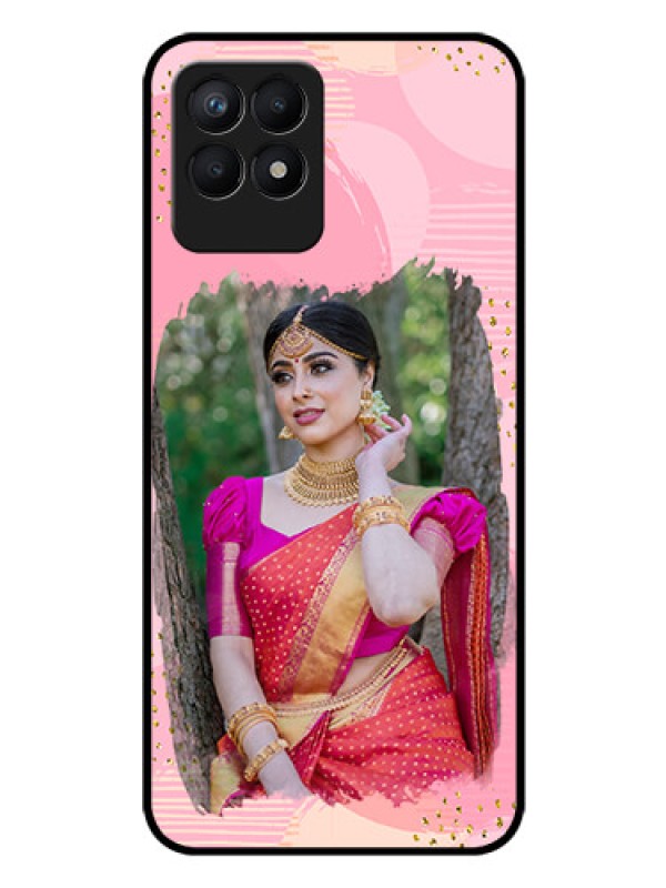 Custom Realme 8i Personalized Glass Phone Case - Gold Glitter Splash Design