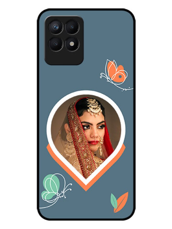Custom Realme 8i Custom Glass Mobile Case - Droplet Butterflies Design