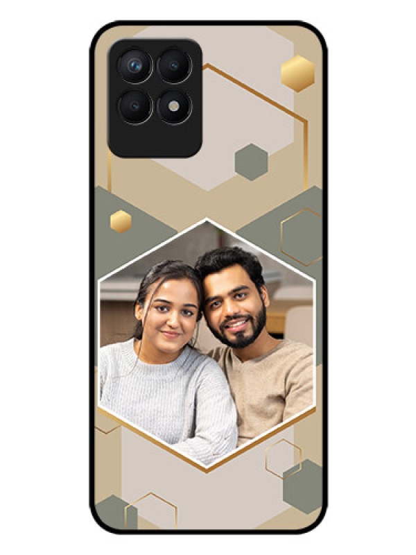 Custom Realme 8i Photo Printing on Glass Case - Stylish Hexagon Pattern Design