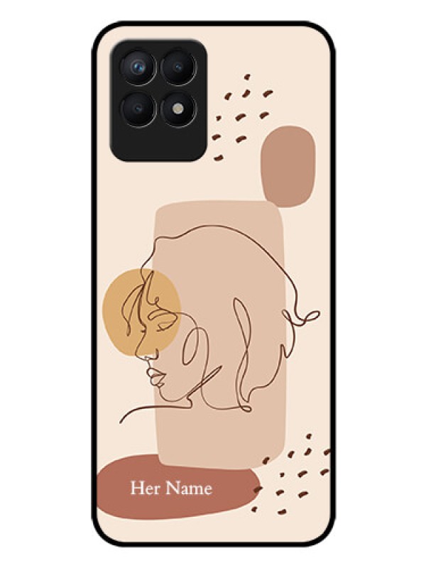 Custom Realme 8i Photo Printing on Glass Case - Calm Woman line art Design