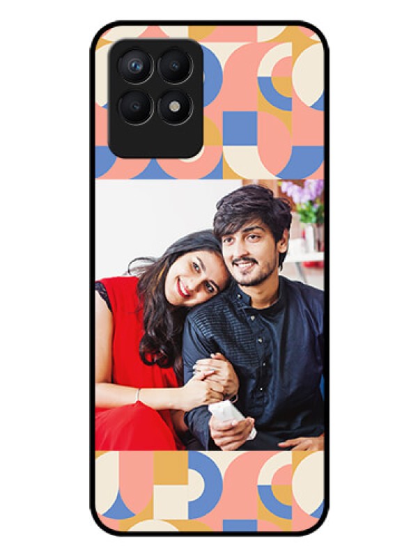 Custom Realme 8i Photo Printing on Glass Case - Semi-circle Maze Pattern Design