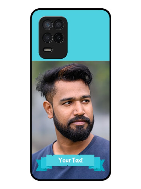 Custom Realme 8s 5G Personalized Glass Phone Case - Simple Blue Color Design