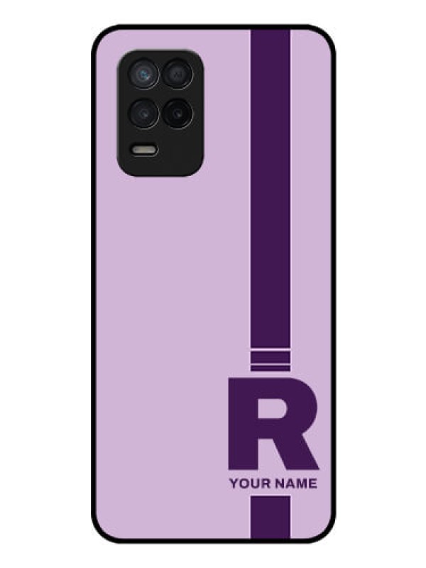 Custom Realme 8s 5G Photo Printing on Glass Case - Simple dual tone stripe with name Design