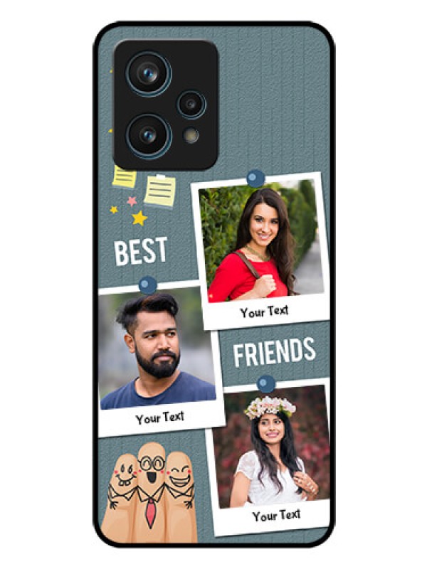 Custom Realme 9 4G Personalized Glass Phone Case - Sticky Frames and Friendship Design
