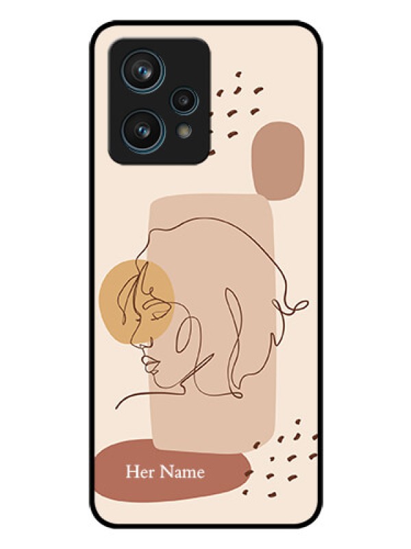 Custom Realme 9 4G Photo Printing on Glass Case - Calm Woman line art Design