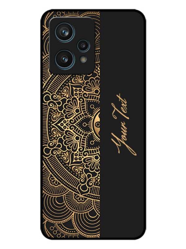 Custom Realme 9 4G Photo Printing on Glass Case - Mandala art with custom text Design