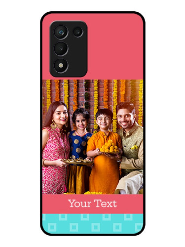 Custom Realme 9 5G Speed Edition Personalized Glass Phone Case - Peach & Blue Color Design