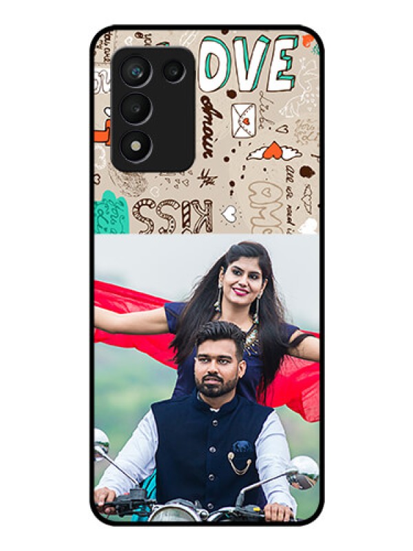 Custom Realme 9 5G Speed Edition Custom Glass Phone Case - Love Doodle Pattern