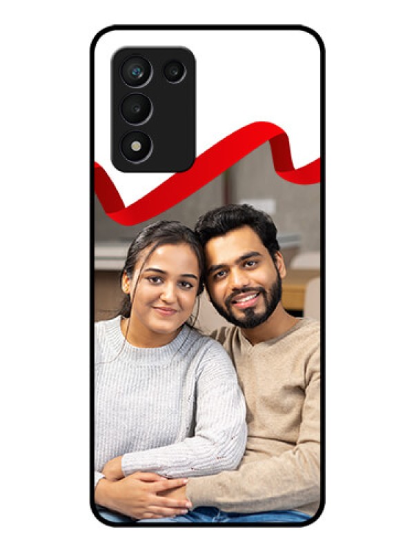 Custom Realme 9 5G Speed Edition Photo Printing on Glass Case - Red Ribbon Frame Design