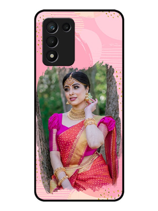 Custom Realme 9 5G Speed Edition Personalized Glass Phone Case - Gold Glitter Splash Design
