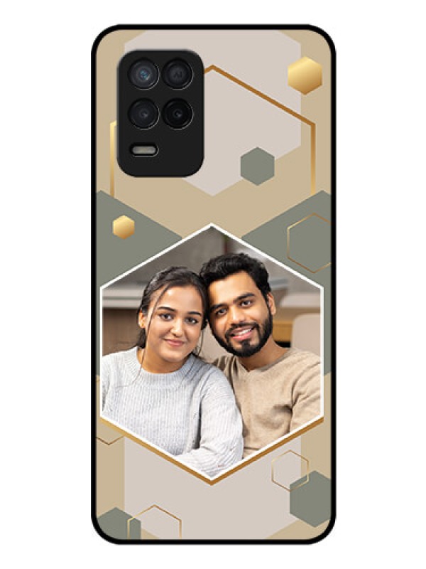 Custom Realme 9 5G Photo Printing on Glass Case - Stylish Hexagon Pattern Design