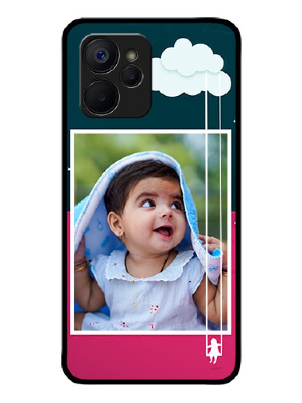 Custom Realme 9i 5G Custom Glass Phone Case - Cute Girl with Cloud Design