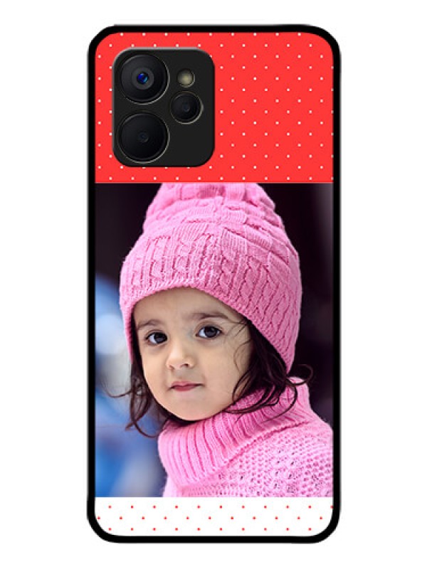 Custom Realme 9i 5G Photo Printing on Glass Case - Red Pattern Design