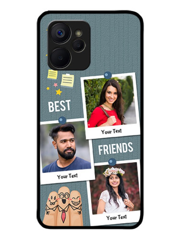 Custom Realme 9i 5G Personalized Glass Phone Case - Sticky Frames and Friendship Design