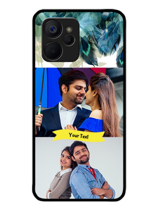 Custom Realme 9i 5G Personalized Glass Phone Case - Image with Boho Peacock Feather Design