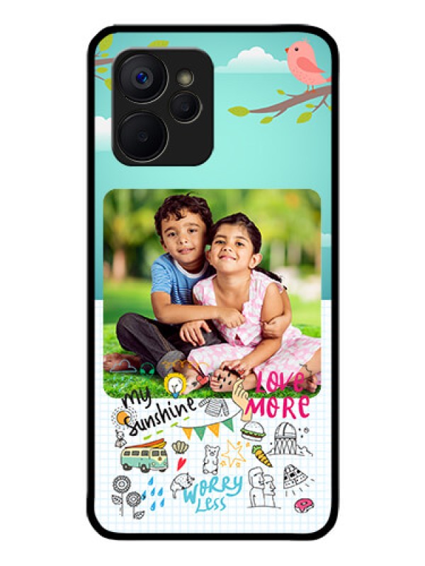 Custom Realme 9i 5G Photo Printing on Glass Case - Doodle love Design
