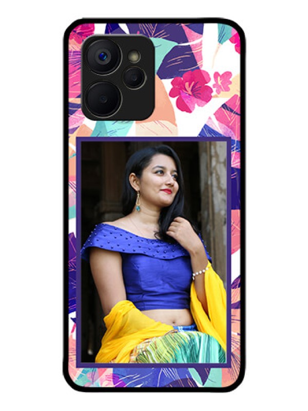 Custom Realme 9i 5G Custom Glass Mobile Case - Abstract Floral Design