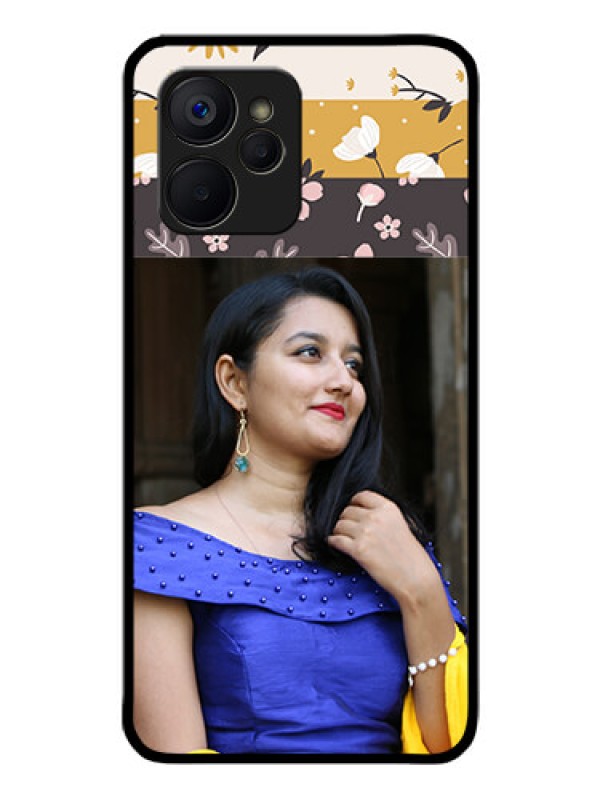 Custom Realme 9i 5G Custom Glass Phone Case - Stylish Floral Design