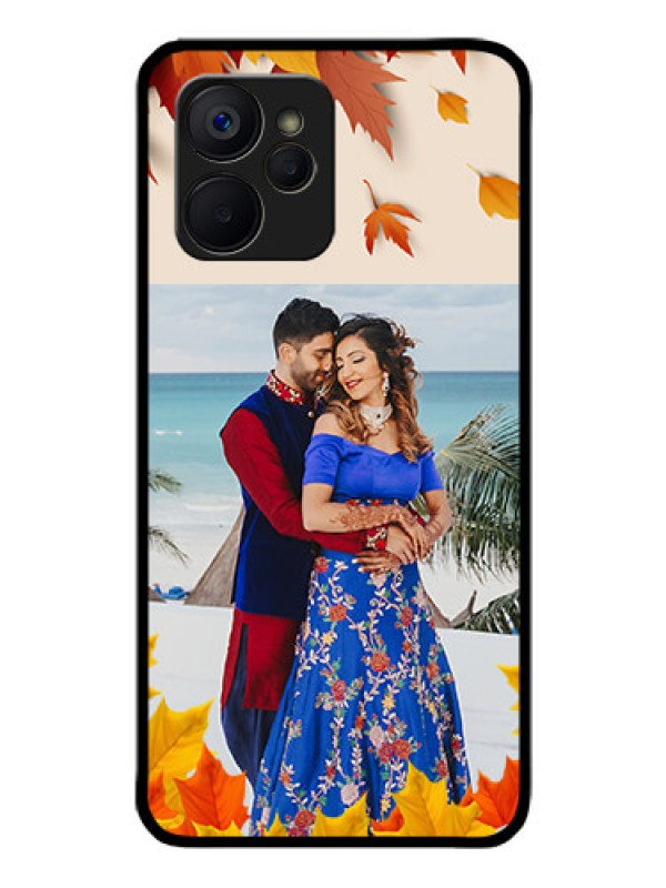 Custom Realme 9i 5G Photo Printing on Glass Case - Autumn Maple Leaves Design