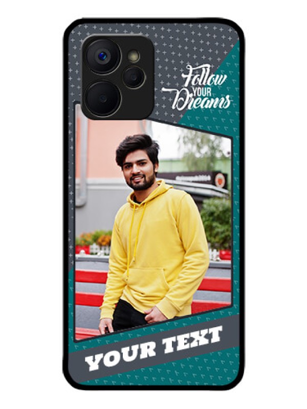 Custom Realme 9i 5G Personalized Glass Phone Case - Background Pattern Design with Quote