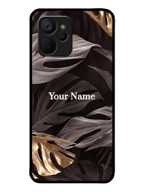 Custom Realme 9i 5G Personalised Glass Phone Case - Wild Leaves digital paint Design