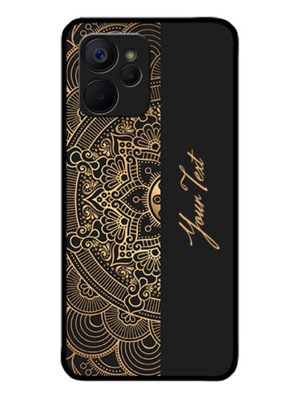 Custom Realme 9i 5G Photo Printing on Glass Case - Mandala art with custom text Design