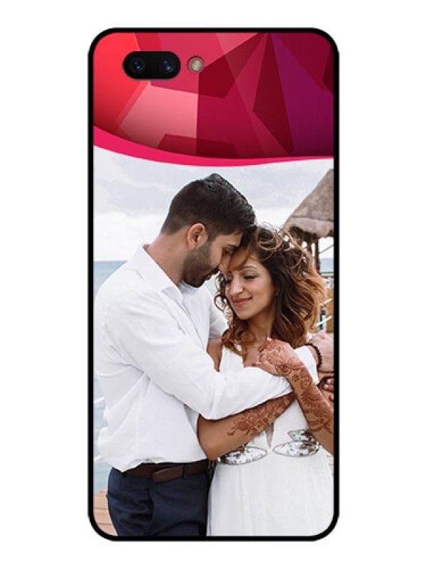 Custom Realme C1 2019 Custom Glass Mobile Case  - Red Abstract Design