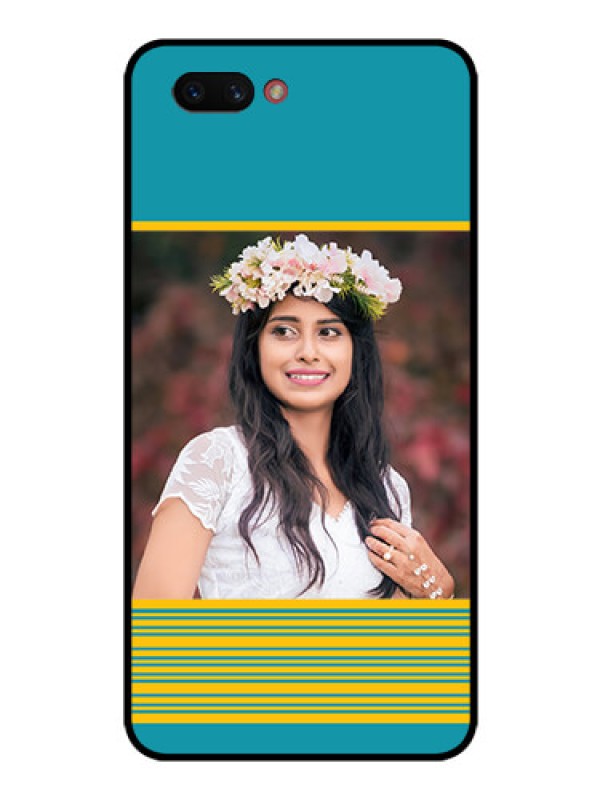 Custom Realme C1 2019 Custom Glass Phone Case  - Yellow & Blue Design 